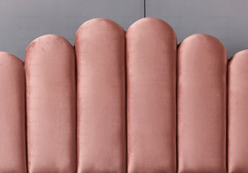 Lit coffre velours rose capitonné - Carla