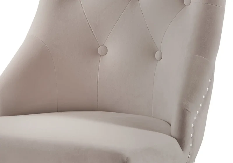 Chaises cloutées en velours moka et anneau argenté - Lara x4