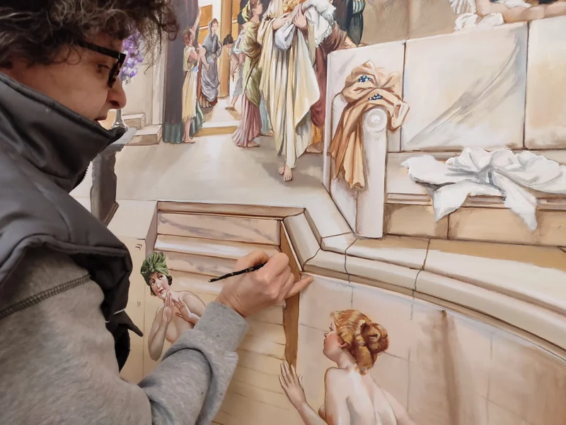 Peinture Fresque Renaissance : Mesdames dans le bain