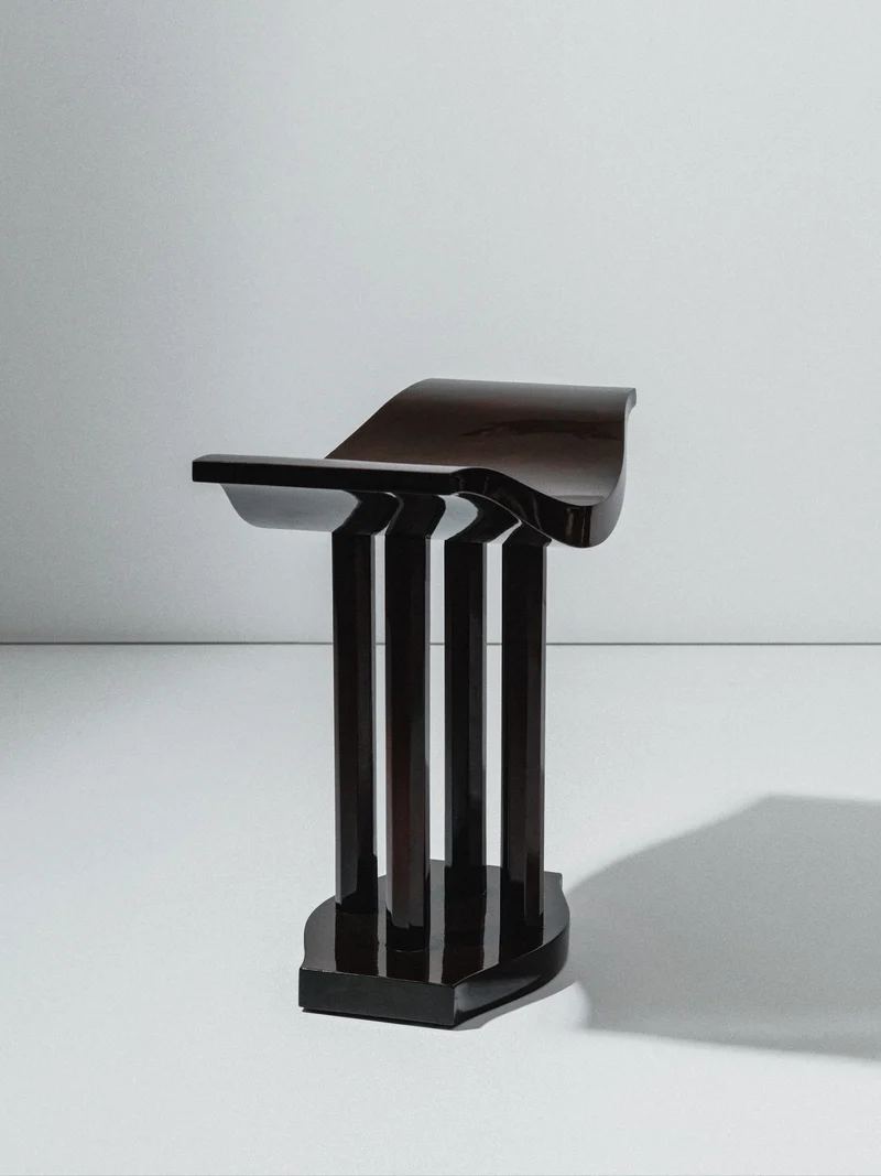 Curule Stool, Art Deco Style, Varnished Wood, Late 20th Century, France