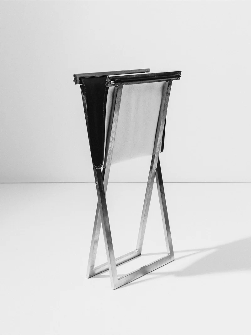 Rough #1 Folding Stool, Steel and Leather, Danish Modernist, Late 20th Century
