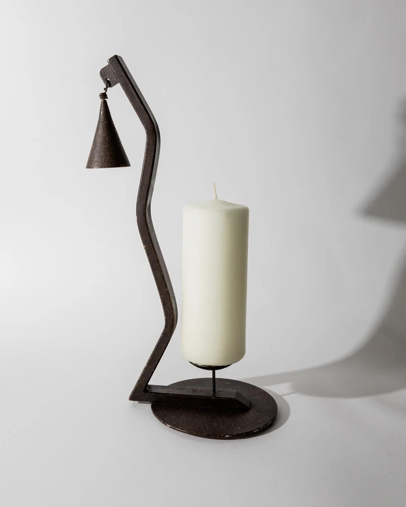 1960s Hand Forged Iron Candleholder