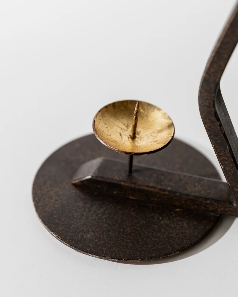 1960s Hand Forged Iron Candleholder