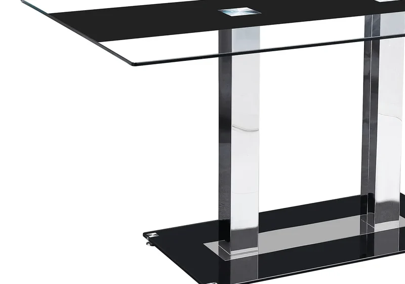 Table manger chromé verre noir - Tam