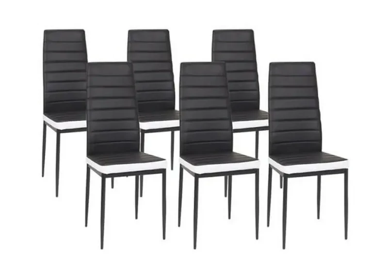Lot de 6 chaises simili-cuir noir blanc - Alto