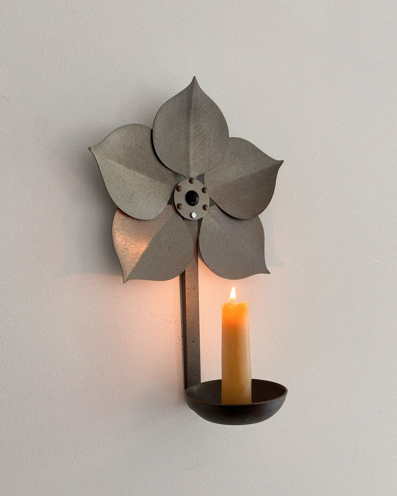Metal Flower Wall Candleholder
