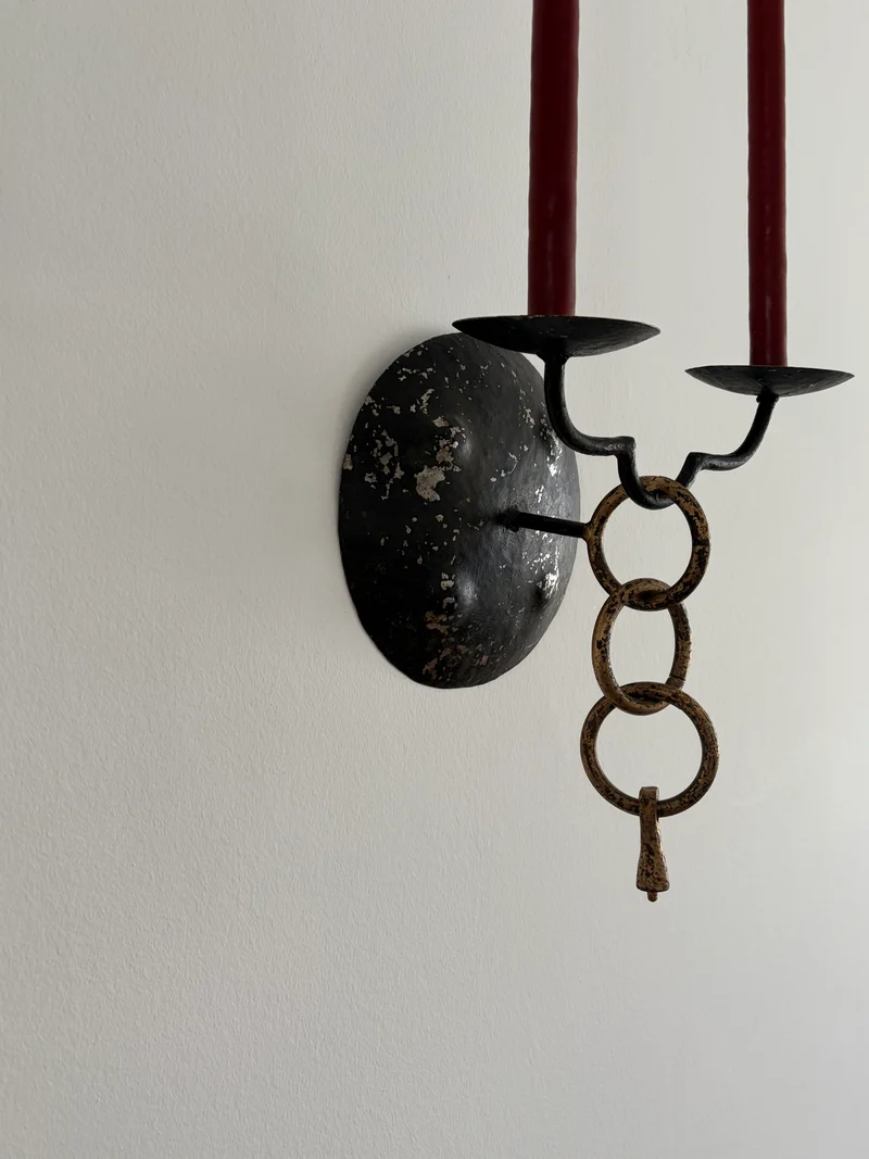 Pair of Brutalist Wall Candleholders, mid-20th Century