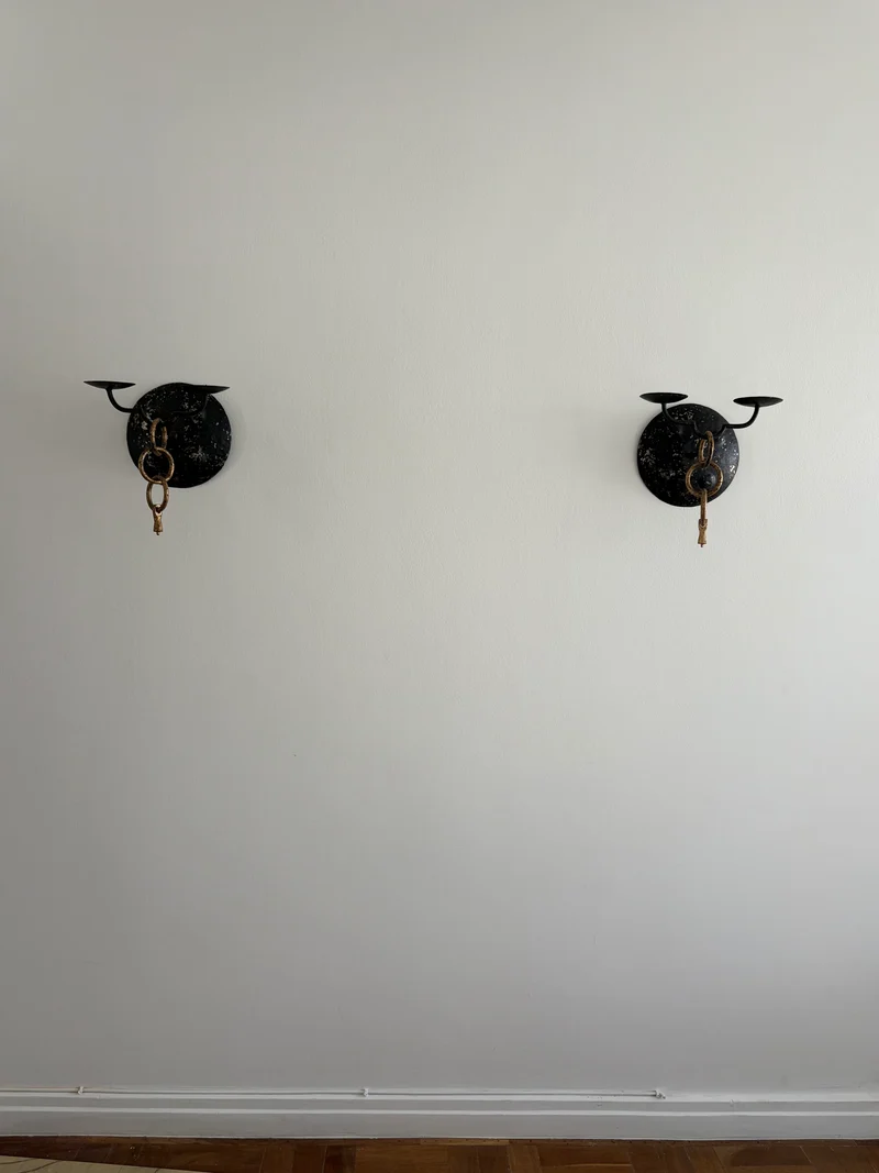 Pair of Brutalist Wall Candleholders, mid-20th Century