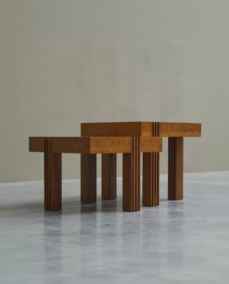 Architectural Set of Sectional Coffee or Side Tables 1980s