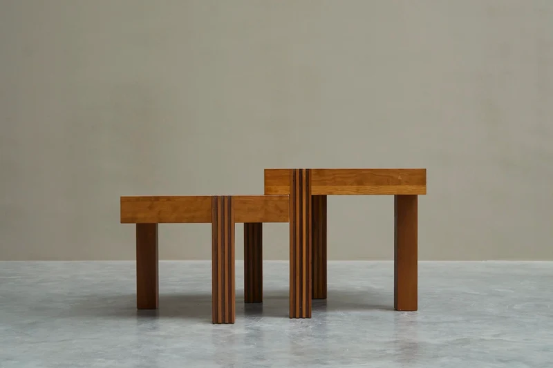 Architectural Set of Sectional Coffee or Side Tables 1980s
