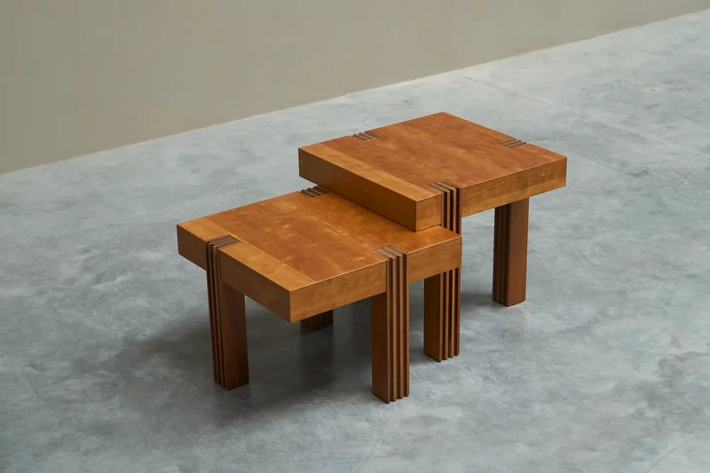 Architectural Set of Sectional Coffee or Side Tables 1980s