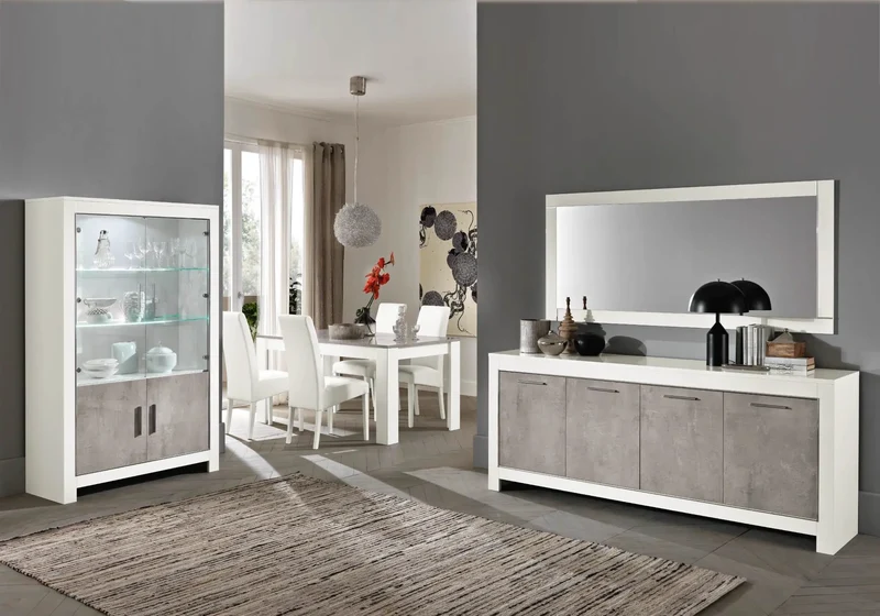 Meubles de séjour blanc marbre laqué MODENA
