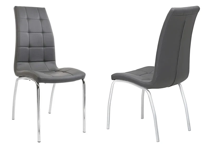 Table marbre blanc 6 chaises grises - Design
