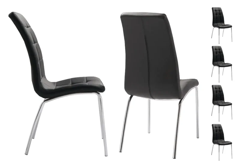Table marbre blanc 6 chaises noires - Design