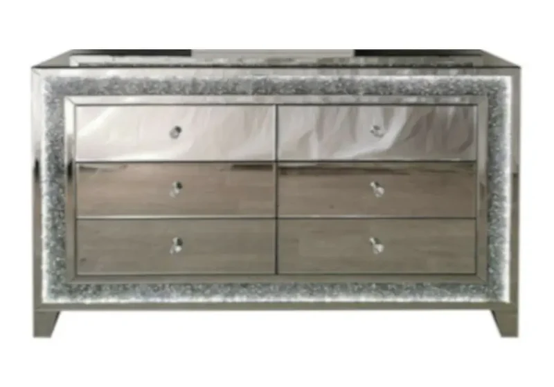 Commode coiffeuse miroir cristaux led - Ava