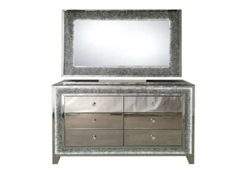 Commode coiffeuse miroir cristaux led - Ava