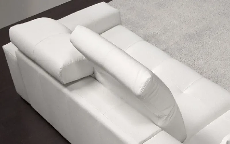 Canapé en cuir blanc têtières réglables - Cecile