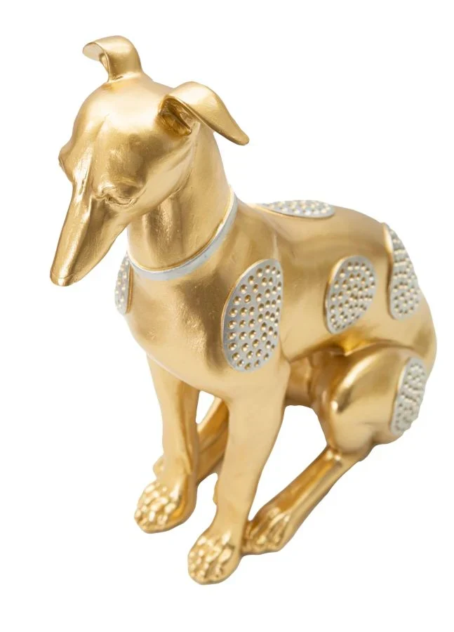 Sculpture de chien assis doré (décoration moderne)