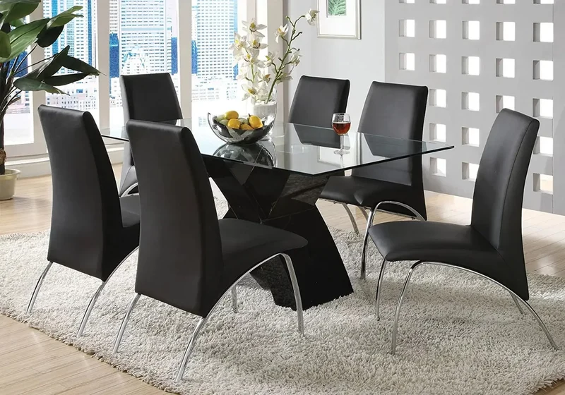 Lot 4 chaises chromé simili noir - Roy