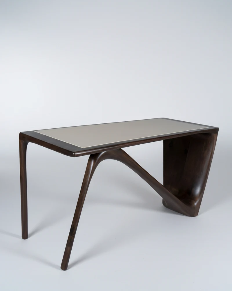 Sculptural Astra Desk in Walnut Wood