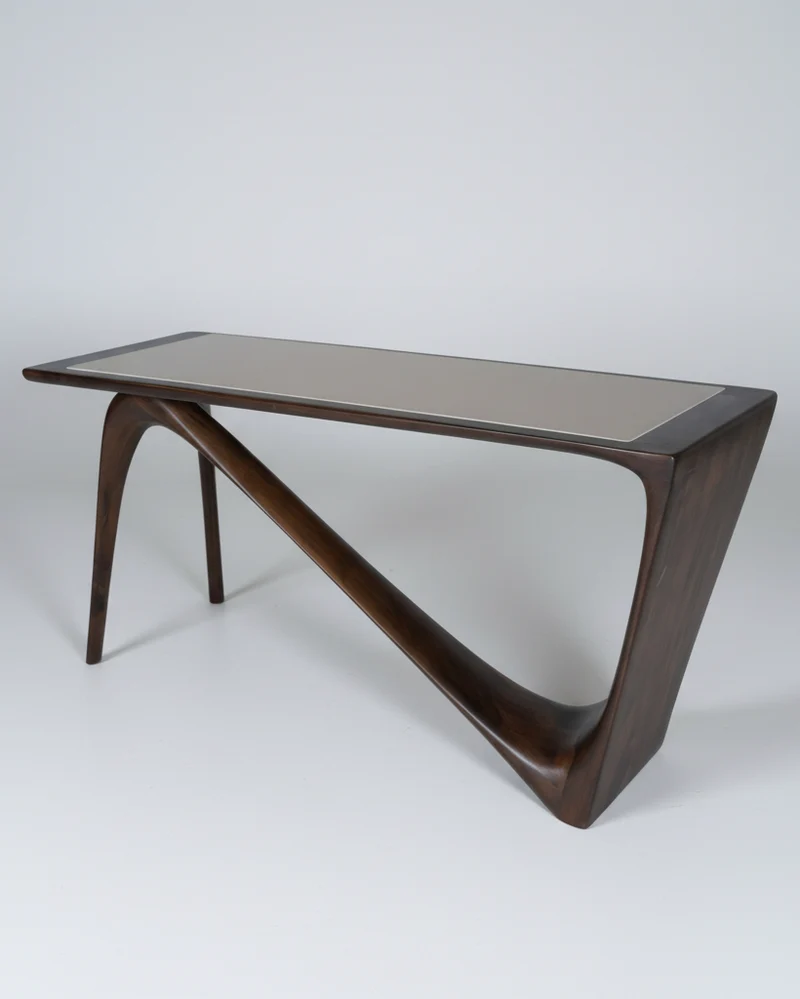 Sculptural Astra Desk in Walnut Wood