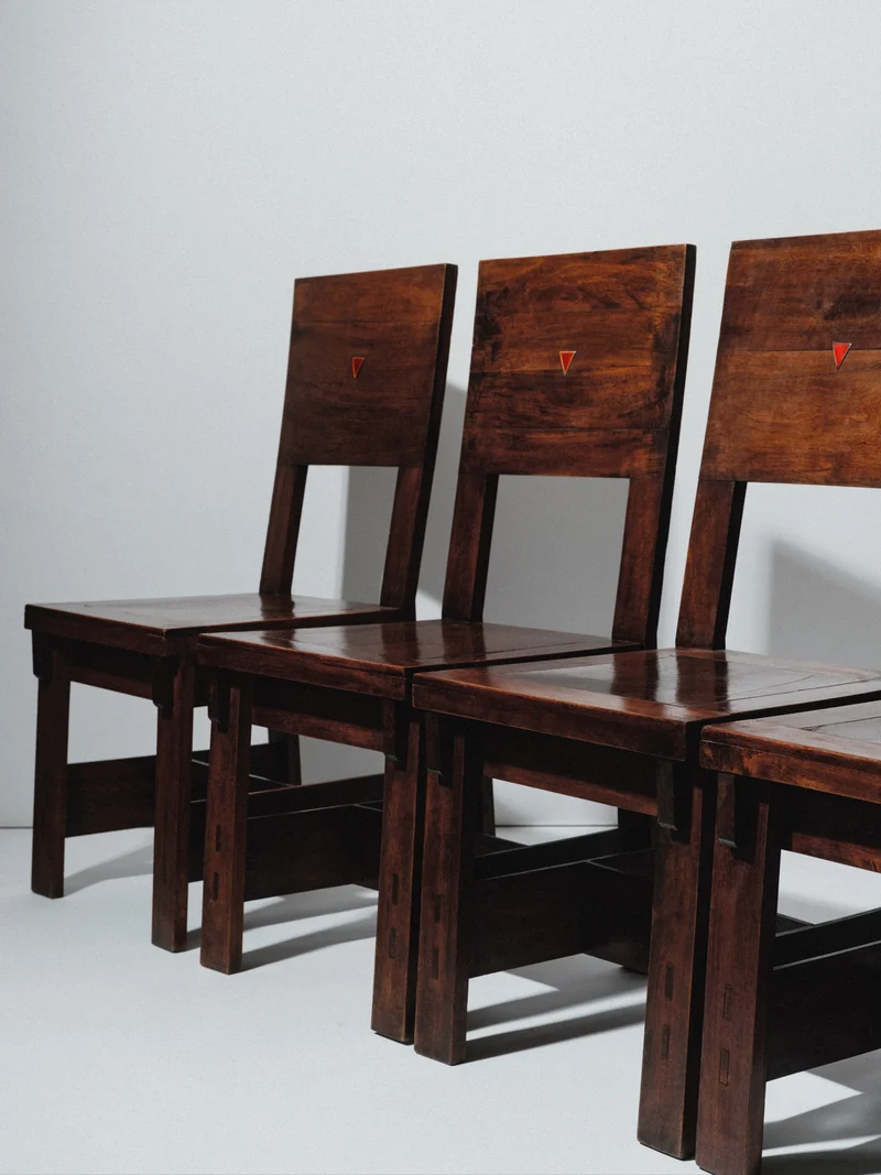 Giovanni Michelucci, Set of Four Wood Side Chairs, Italian Modernism, 1919