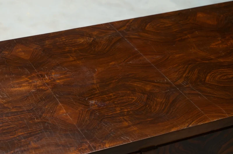Art Deco Desk in Bookmatched Walnut Veneer 1930s