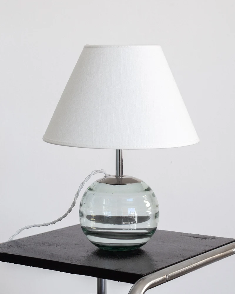 Vintage Modernist Glass Table Lamp, Sweden, 1940s