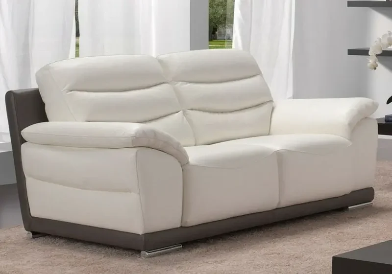 Canapé en cuir design crème - Blanco