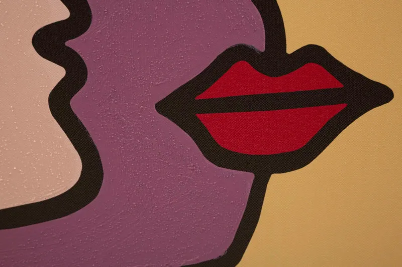 Peinture sur toile abstraite et colorée avec visage Boho