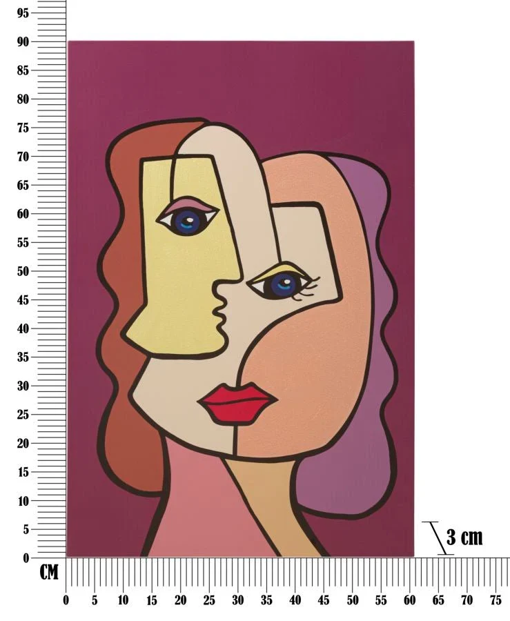 Peinture sur toile abstraite et colorée avec visage Boho