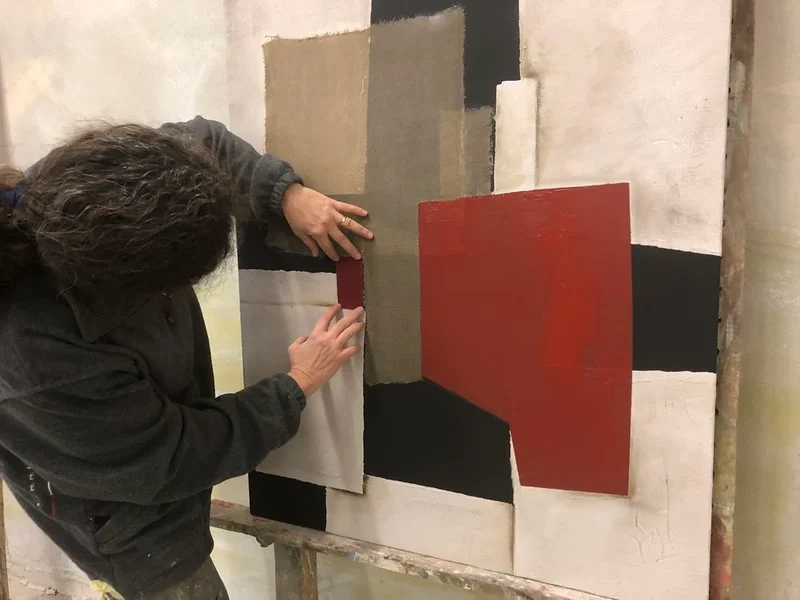 Peinture Fresque Contemporaine : Formes des Couleurs (réalisée avec des techniques mixtes)