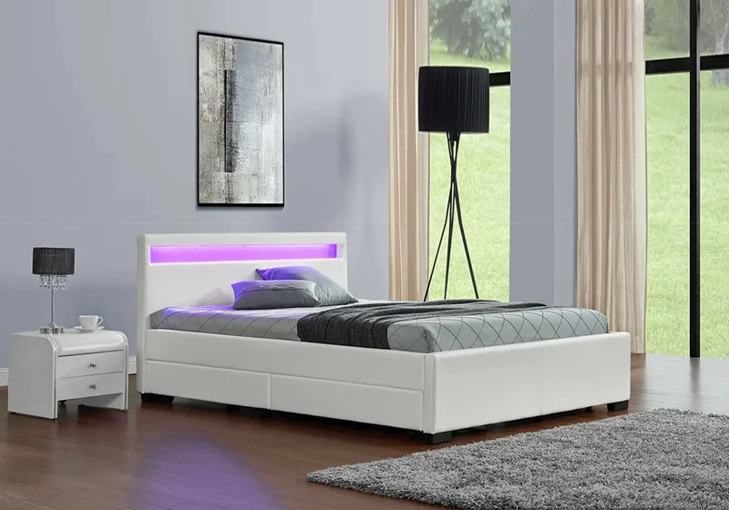 Lit design led rangements blanc - Ava