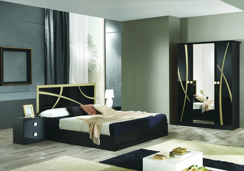 Chambre complète noir doré MILANO