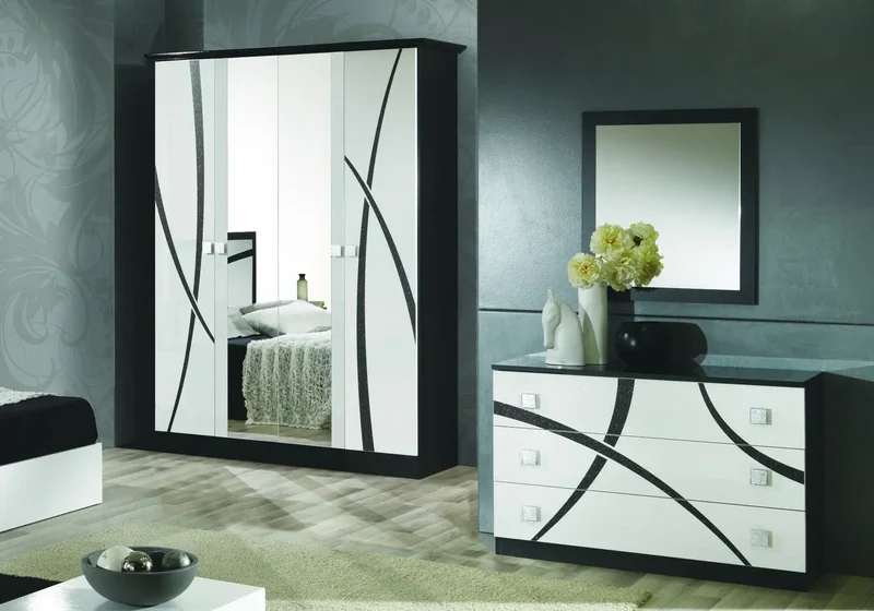 Chambre complète noir blanc MILANO