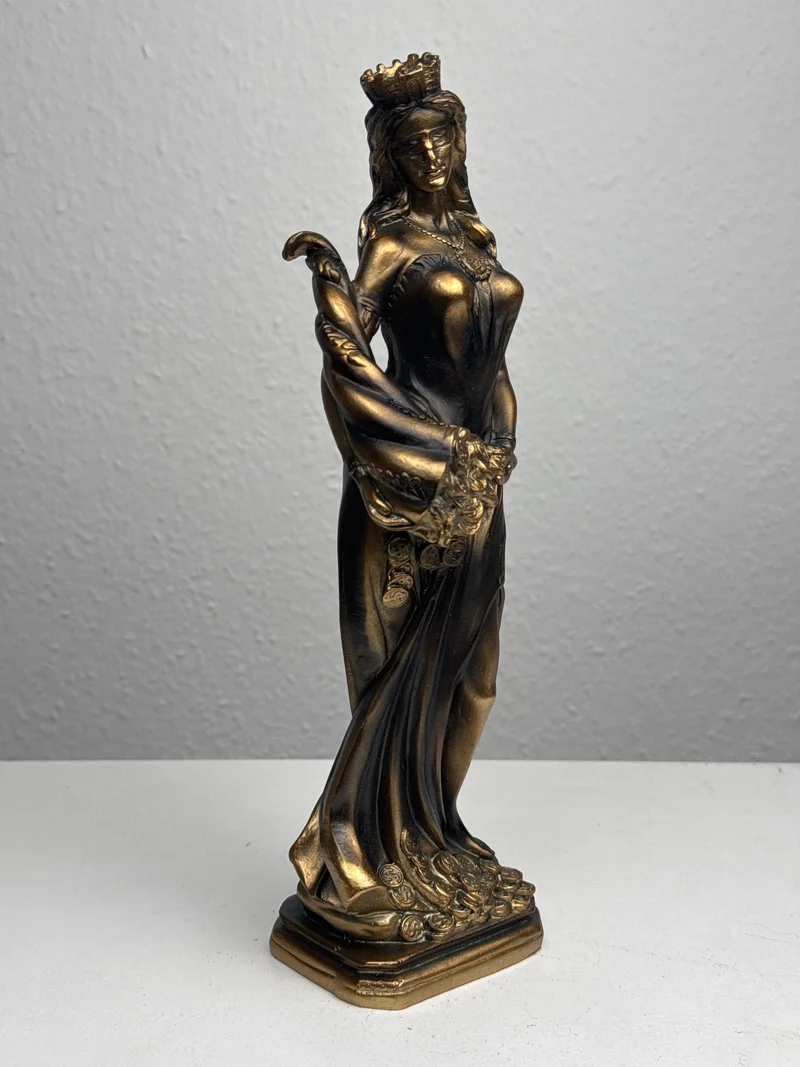 Sculpture de Fortuna – Déesse de la Chance et de la Richesse (Laiton Patiné Noir)