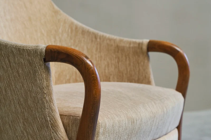 Very Elegant Mid-Century Armchair in Wool and Beech Europe 1950s