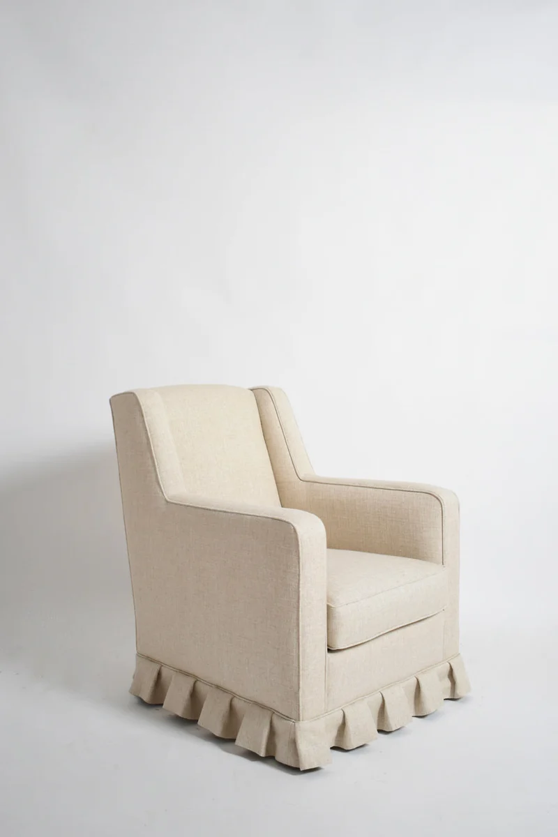 Pair of Off White Fringe Armchairs, 1940s