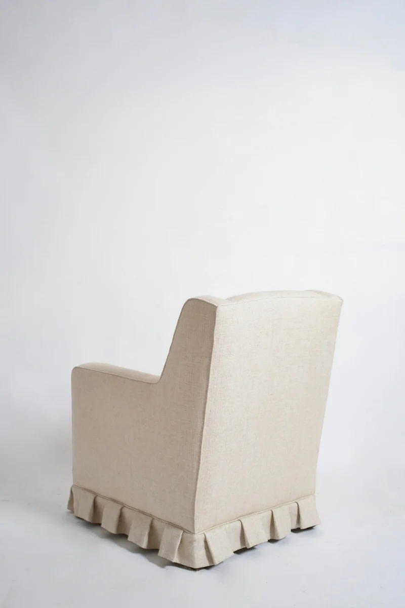 Pair of Off White Fringe Armchairs, 1940s