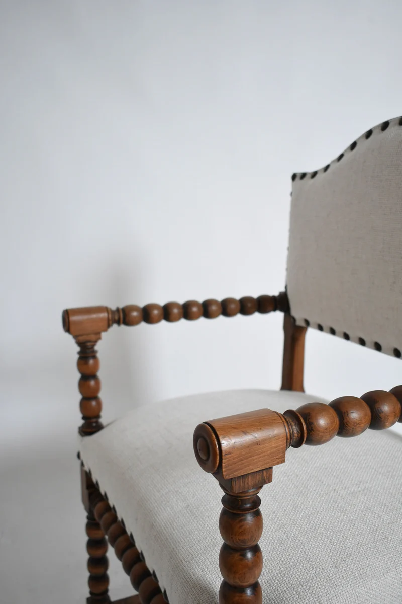Pair of Turned Wood Armchairs, XIXth c.