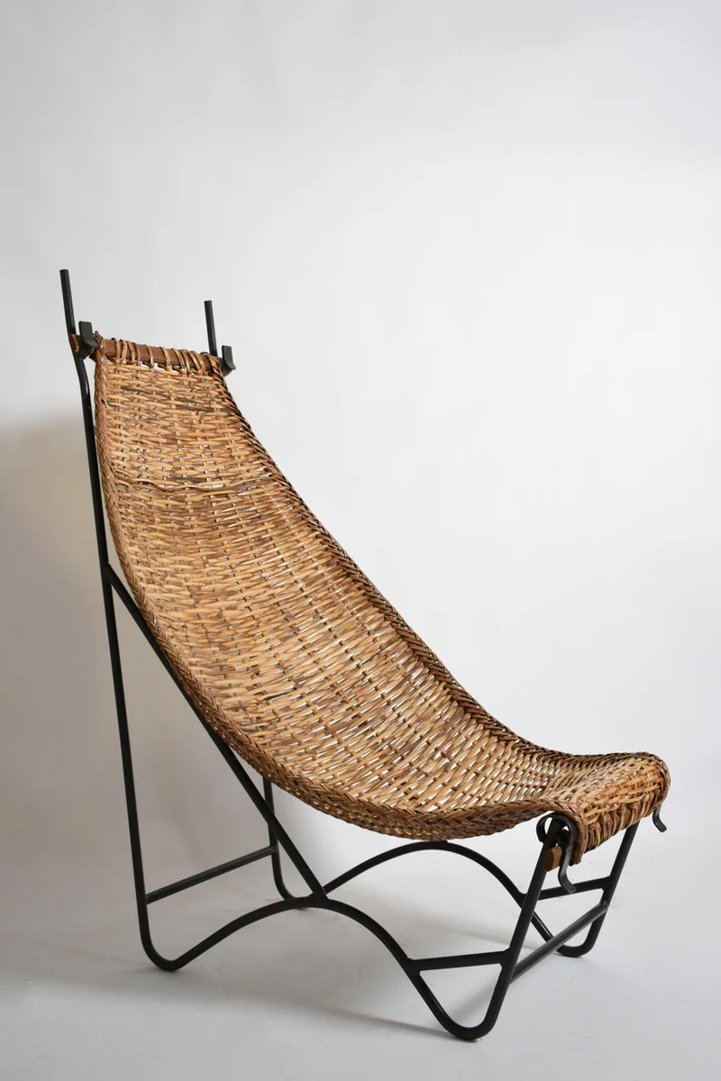Wrought Iron and Rattan Armchair, 1950s