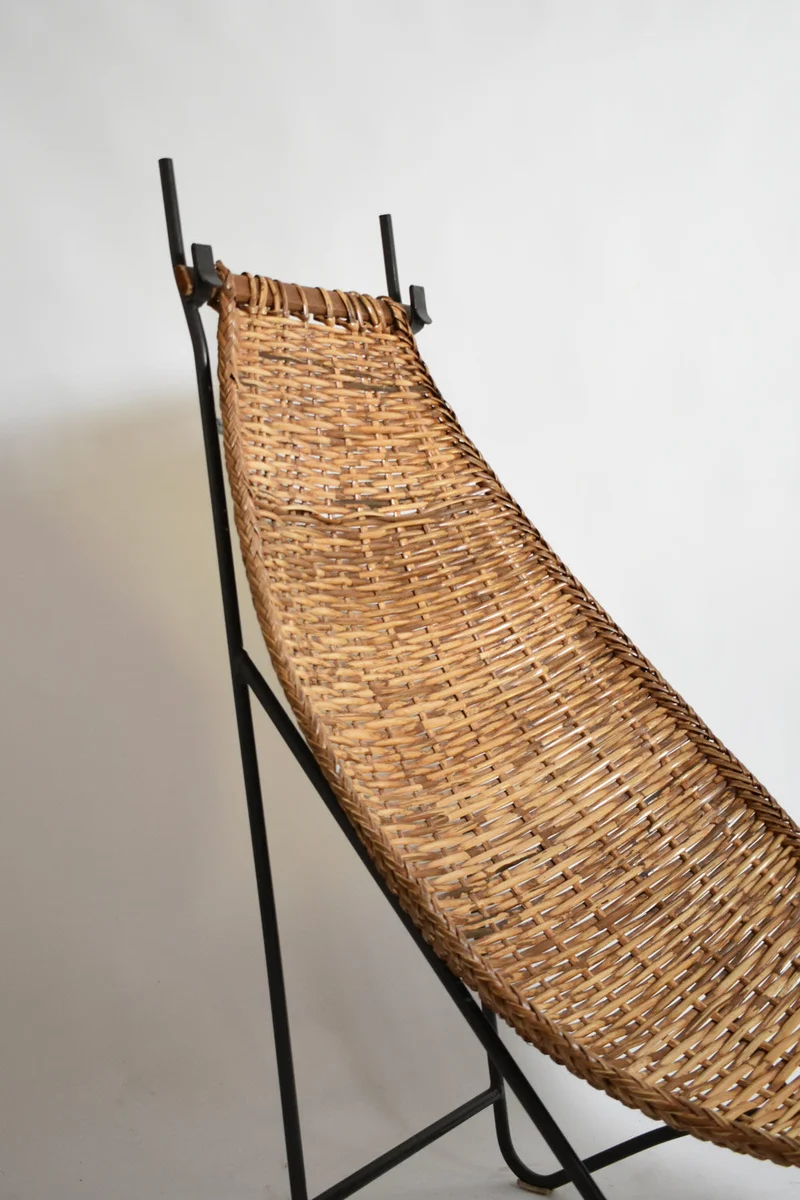 Wrought Iron and Rattan Armchair, 1950s