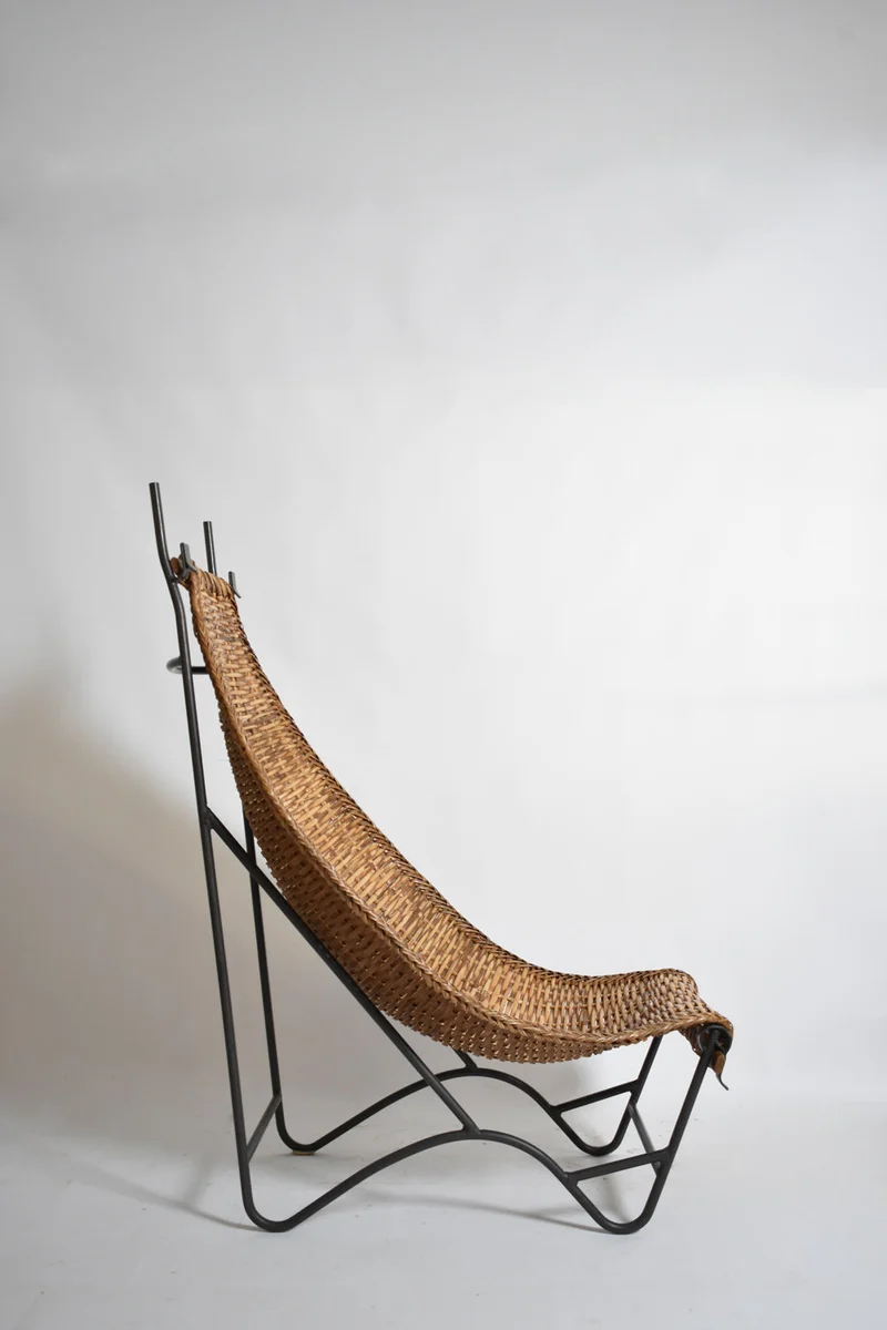 Wrought Iron and Rattan Armchair, 1950s