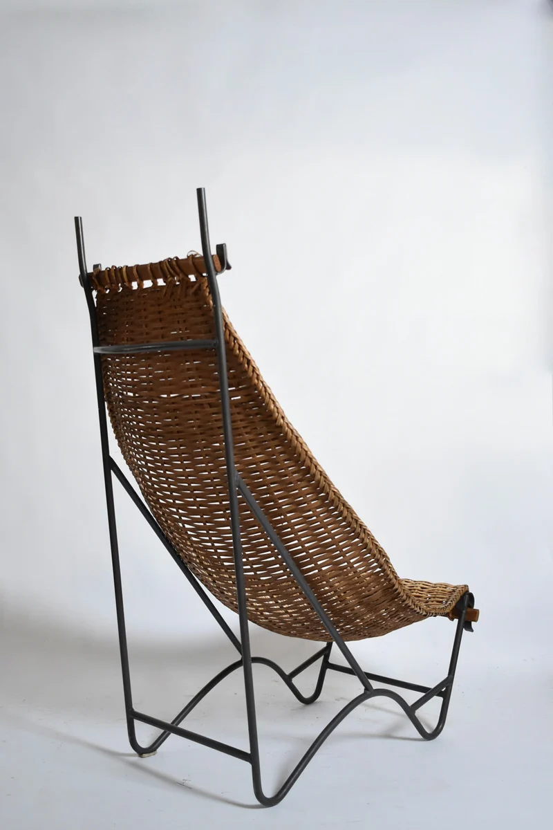 Wrought Iron and Rattan Armchair, 1950s