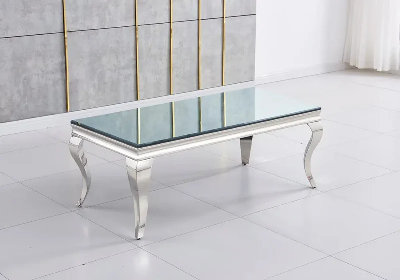 Table basse rectangulaire miroir argent - Neo