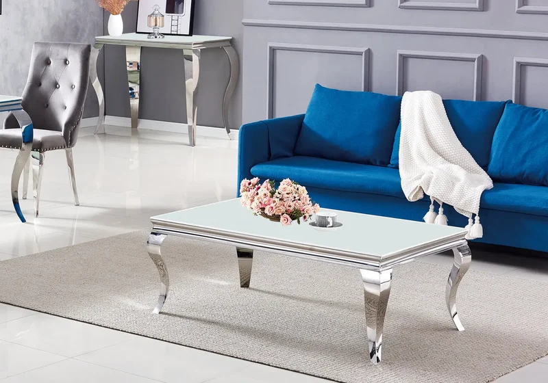 Table basse rectangulaire miroir argent - Neo