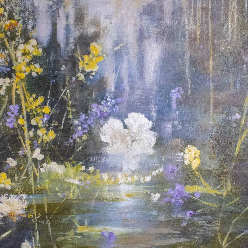 Peinture Fresque Contemporaine : Lumière sur l’Eau (réalisée avec des techniques mixtes)