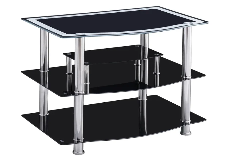 Meuble TV chromé verre noir - Kea