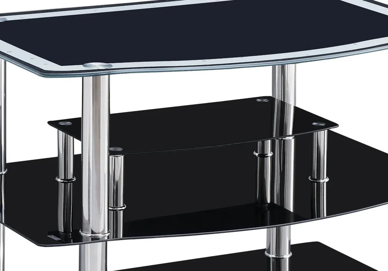 Meuble TV chromé verre noir - Kea