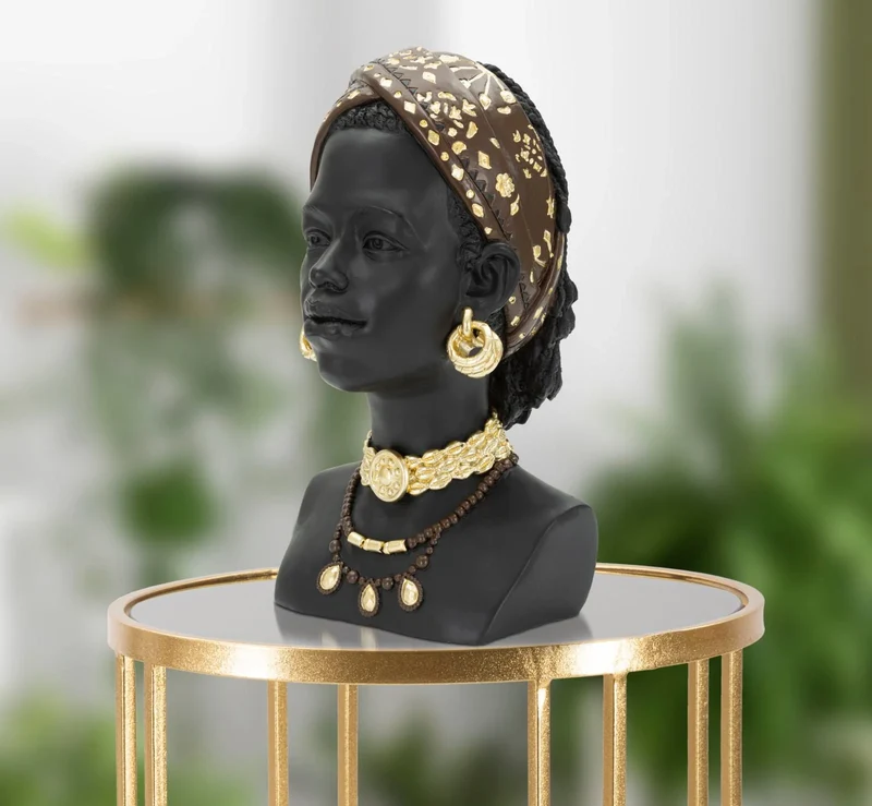 Sculpture de tête de femme africaine (décoration moderne)